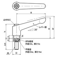 クランプレバー ばね座金組み込みタイプ(おねじ・ステンレス製) LDMSーWーCR LDMSー8ー16ーWーCR 1セット(2個)（直送品）