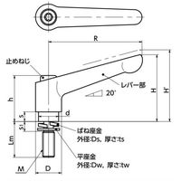 クランプレバー ばね座金組み込みタイプ(おねじ・オールステンレス製) LDMSーWーNI LDMSー10ー80ーWーNI 1個（直送品）