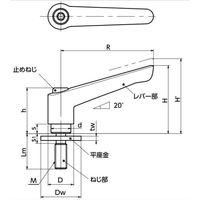 プラクランプレバー 平座金組み込みタイプ(おねじ) LEMーLW・LEMSーLW LEMー10ー40ーLW30ーBK 1セット(3個)（直送品）