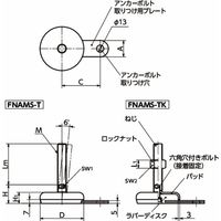 レベリングアジャスタ(おねじ) アンカー固定タイプ 二面幅調整 FNAMSーT FNAMSー100ーM20ー100ーB1ーTK 1個（直送品）