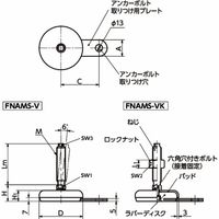 レベリングアジャスタ(おねじ) アンカー固定タイプ 六角頭つき FNAMSーV FNAMSー100ーM20ー125ーB1ーVK 1個（直送品）