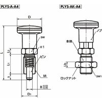 鍋屋バイテック会社 インデックスプランジャ ロック機構つき PLYSーA4 PLYSー10ー12ーAKーA4 1個（直送品）