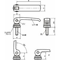 鍋屋バイテック会社 カムレバー 固定タイプ(おねじ・オールステンレス製) LWBMSーANI LWBMSー44ーM5ー16ーANI 1個（直送品）