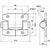 鍋屋バイテック会社 トルクヒンジ ー ワンウェイタイプ E6 E6ー10ー695R0ー50ーP 1個（直送品）