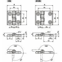 鍋屋バイテック会社 メタルヒンジ HNGーA HNGー90ー60ーAーBKーP 1個（直送品）