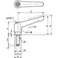鍋屋バイテック会社 クランプレバー 球状パッドつき(おねじ) LDMーR LDMー10Aー50ーRーRD 1個（直送品）