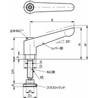 クランプレバー スラストパッドつき(おねじ) LDMーSGBーSBP LDMー6ー32ーSGBーSBP25ーSG 1セット(2個)（直送品）