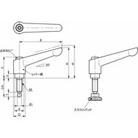 鍋屋バイテック会社 クランプレバー ボールポイント(おねじ) LDMーSGB LDMー6ー25ーSGBーRD 1セット(2個)（直送品）