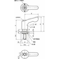 ミニクランプレバー 長穴用座金組み込みタイプ(おねじ) LDCMーLWP LDCMー5ー32ーLWP20ーOR 1セット(2個)（直送品）