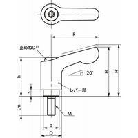 鍋屋バイテック会社 ミニクランプレバー(おねじ・ステンレス製) LDCMSーCR LDCMSー5ー12ーCR 1セット(2個)（直送品）