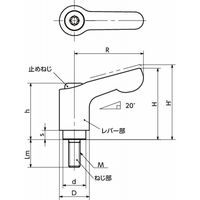 鍋屋バイテック会社 ミニクランプレバー(おねじ・オールステンレス製) LDCMSーNIーHP LDCMSー6ー40ーNIーHP 1個（直送品）