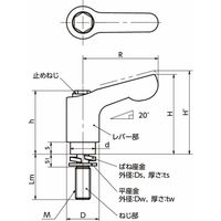 ミニクランプレバー ばね座金組み込みタイプ(おねじ・オールステンレス製) LDCMSーWーAS LDCMSー5ー32ーWーAS 1個（直送品）