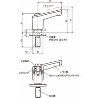ミニプラクランプレバー 平座金組み込みタイプ(おねじ) LECMーLW LECMー6ー16ーLW20ーBK 1セット(4個)（直送品）