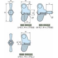イマオコーポレーション エルゴウイングナット(オネジ) EWN・EWNーSUS EWN40Aー16SUSーYE 1セット(6個)（直送品）