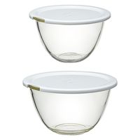 HARIO （ハリオ） レンジ フタ付 耐熱ガラス製 ボウル 2個セット MXPF-3506-W 1セット（3個）