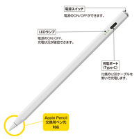 タッチペン iPad専用 充電式 ホワイト TPEN-001W 1個 ナカバヤシ