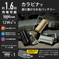 モバイルバッテリー 防水 防塵 IP44 USB-C 最大 12W 5000mAh DE-C35L-5000LGY エレコム 1個