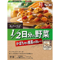 エスビー 1/2日分の野菜 かぼちゃと根菜のカレー 中辛 1人前・180g 1セット（4個） スパ×ベジ レトルト レンジ対応
