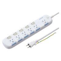 延長コード 電源タップ 2m 3P（ピン） 6個口 スイッチ ホワイト TAP-S10N2-2 サンワサプライ 1個（直送品）