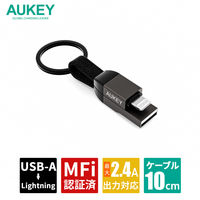 ライトニングケーブル 0.1m 持ち運び特化 USB（A）[オス] - Lightning[オス] CB-AKL6-BK 1個