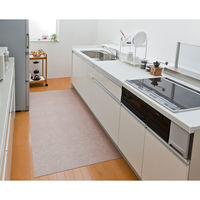 サンコー 拭けるキッチンマット 90×180cm 無地 ブラウン KQ-93  日本製 撥水 ずれない おくだけ吸着 汚れ防止 1個（直送品）