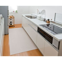 サンコー 拭けるキッチンマット 90×180cm 無地 ベージュ KQ-92  日本製 撥水 ずれない おくだけ吸着 汚れ防止 1個（直送品）