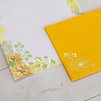 包む レターセット グリタリングフラワー イエロー TL007 1個