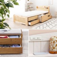 【軒先渡し】萩原 チェスト付きベッド 幅1015×奥行2085×高さ785mm ホワイトウォッシュ MB-5059S-WS-R 1台（直送品）