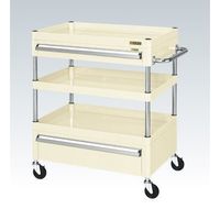 サカエ CSパールワゴン(中量タイプ/均等耐荷重120kg/ゴム車/H880mm/3段/移動式/引出し付) CSPー7583ACI 1台（直送品）