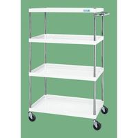 サカエ CSパールワゴン(中量タイプ/均等耐荷重150kg/ゴム車/H1200mm/4段/移動式) CSPー75124W 1台（直送品）