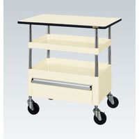 CSパールワゴン(中量タイプ/均等耐荷重130kg/ポリエステル天板/ナイロンウレタン車/H760mm/2段+天板付/移動式/引出し・天板付（直送品）