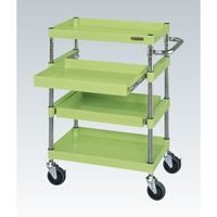 CSパールワゴン(中量タイプ/均等耐荷重140kg/サイレントエラストマー車/H880mm/4段(内スライド棚2段)/移動式/スライド棚付)（直送品）