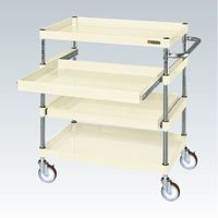 CSパールワゴン(中量タイプ/均等耐荷重140kg/サイレントエラストマー車/H880mm/4段(内スライド棚2段)/移動式/スライド棚付)（直送品）