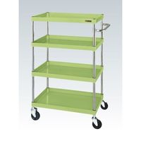 サカエ CSパールワゴン(軽量タイプ/均等耐荷重150kg/ゴム車/H1200mm/4段/移動式) CSPー90124LY 1台（直送品）