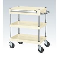 サカエ CSパールワゴン(中量タイプ/均等耐荷重140kg/ゴム車/H880mm/3段/移動式/引出し付) CSPー6082AI 1台（直送品）