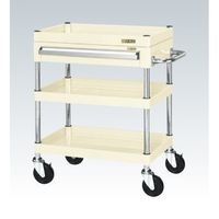 サカエ CSパールワゴン(中量タイプ/均等耐荷重130kg/ゴム車/H740mm/3段/移動式/引出し付) CSPー7573AI 1台（直送品）