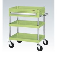 サカエ CSパールワゴン(中量タイプ/均等耐荷重130kg/ゴム車/H880mm/3段/移動式/引出し付) CSPー6083A 1台（直送品）