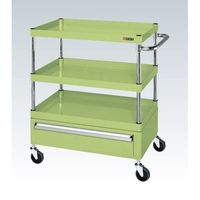 CSパールワゴン(中量タイプ/均等耐荷重130kg/サイレントエラストマー車/H740mm/3段/移動式/引出し付) CSPー7573CSE（直送品）