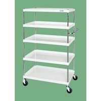 サカエ CSパールワゴン(中量タイプ/均等耐荷重150kg/ゴム車/H1500mm/5段/移動式) CSPー90155YW 1台（直送品）