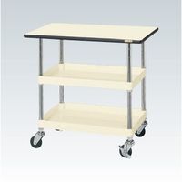 CSパールワゴン(軽量タイプ/均等耐荷重150kg/ポリエステル天板/ゴム車/H900mm/2段+天板付/移動式/天板付) CSPー9082（直送品）