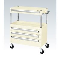 サカエ CSパールワゴン(中量タイプ/均等耐荷重100kg/ゴム車/H880mm/2段/移動式/引出し付) CSPー7581A3CI 1台（直送品）