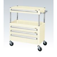 CSパールワゴン(中量タイプ/均等耐荷重100kg/ナイロンウレタン車/H880mm/2段/移動式/引出し付) CSPー7581A3CNUI（直送品）