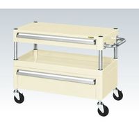 サカエ CSパールワゴン(中量タイプ/均等耐荷重120kg/ゴム車/H600mm/2段/移動式/引出し付) CSPー6061ACI 1台（直送品）