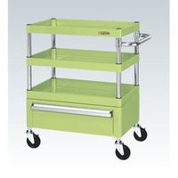 サカエ CSパールワゴン(中量タイプ/均等耐荷重130kg/ゴム車/H880mm/3段/移動式/引出し付) CSPー7583C 1台（直送品）