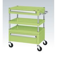 サカエ CSパールワゴン(中量タイプ/均等耐荷重120kg/ゴム車/H880mm/3段/移動式/引出し付) CSPー6082AC 1台（直送品）