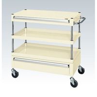 CSパールワゴン(中量タイプ/均等耐荷重120kg/サイレントエラストマー車/H880mm/3段/移動式/引出し付) CSPー7582ACS（直送品）