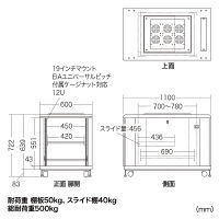 サンワサプライ 19インチマウントサーバーラック(12U) CP-SVC12U 1台（直送品）
