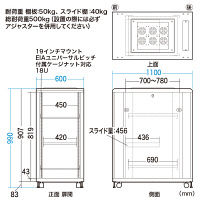 サンワサプライ 19インチマウントサーバーラック(18U) CP-SVC18UN 1台（直送品）