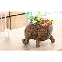 サンフラワーラタン ラタンアニマルバスケット 象 Lサイズ ダークブラウン GK601LMK 1個（直送品）