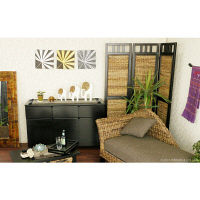 サンフラワーラタン Banana leafシリーズ バナナリーフスクリーン 3連タイプ S404-3AT 1台（直送品）